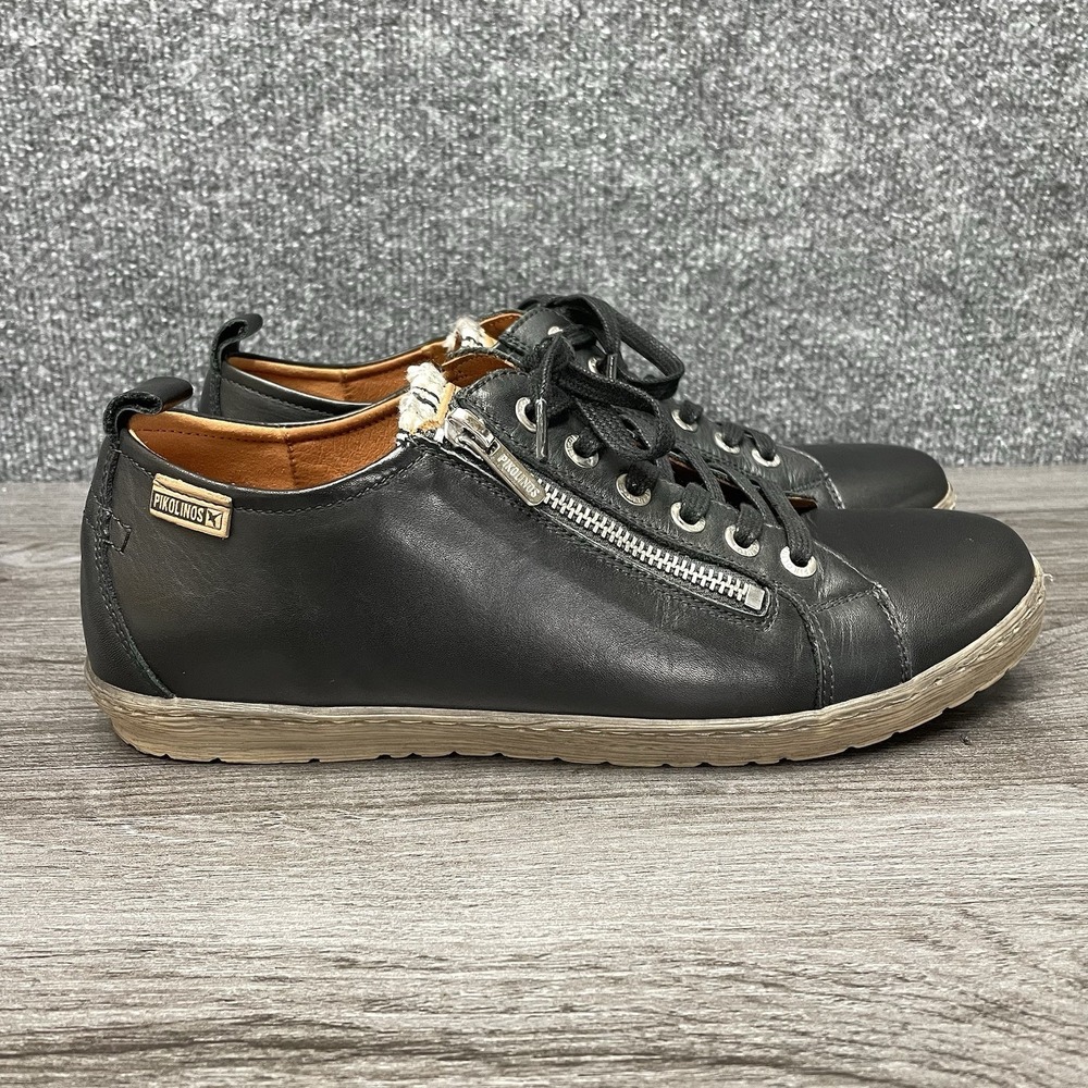 Pikolinos Lagos Leather Sneakers Shoes Zip Comfort Black Womens 40 US 9.5 10